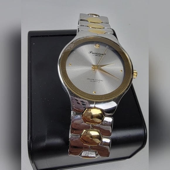 Men's Precision by Gruen Watch Genuine Diamond Quartz New - Picture 3 of 7
